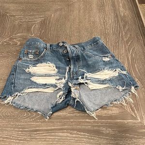 Levi’s 501 Distressed Denim Shorts Waist Size 23